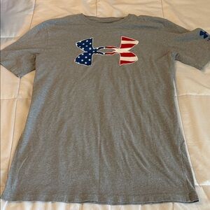 Under Armour Gray Tee with Flag Logo